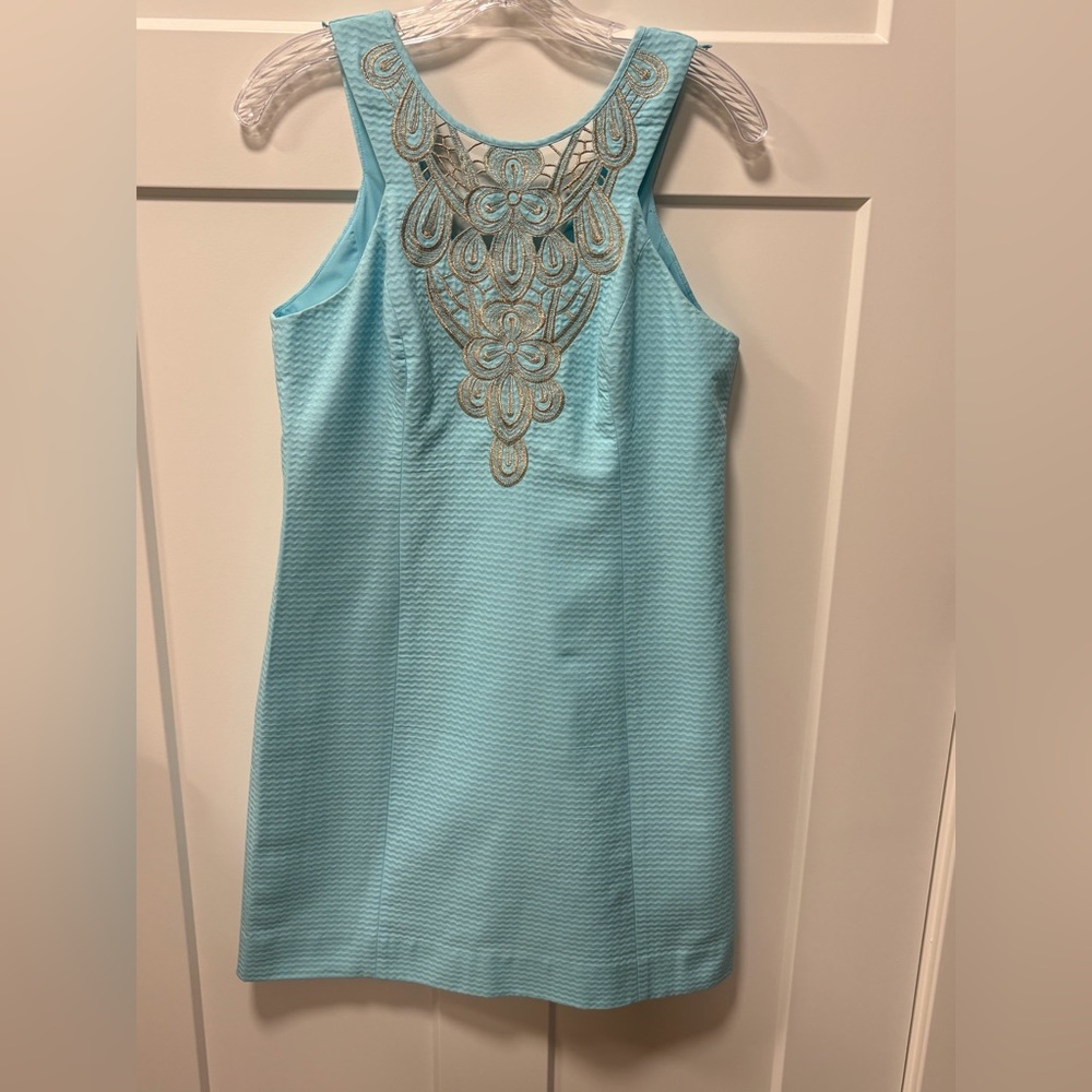 Lilly Pulitzer Aqua Dress with Lace Accent